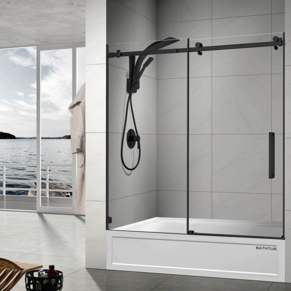 55”-60"×75" Frameless Single Sliding Glass Shower Door， 5/16"（8mm）Clear SGCC Tempered Glass_voghion.com